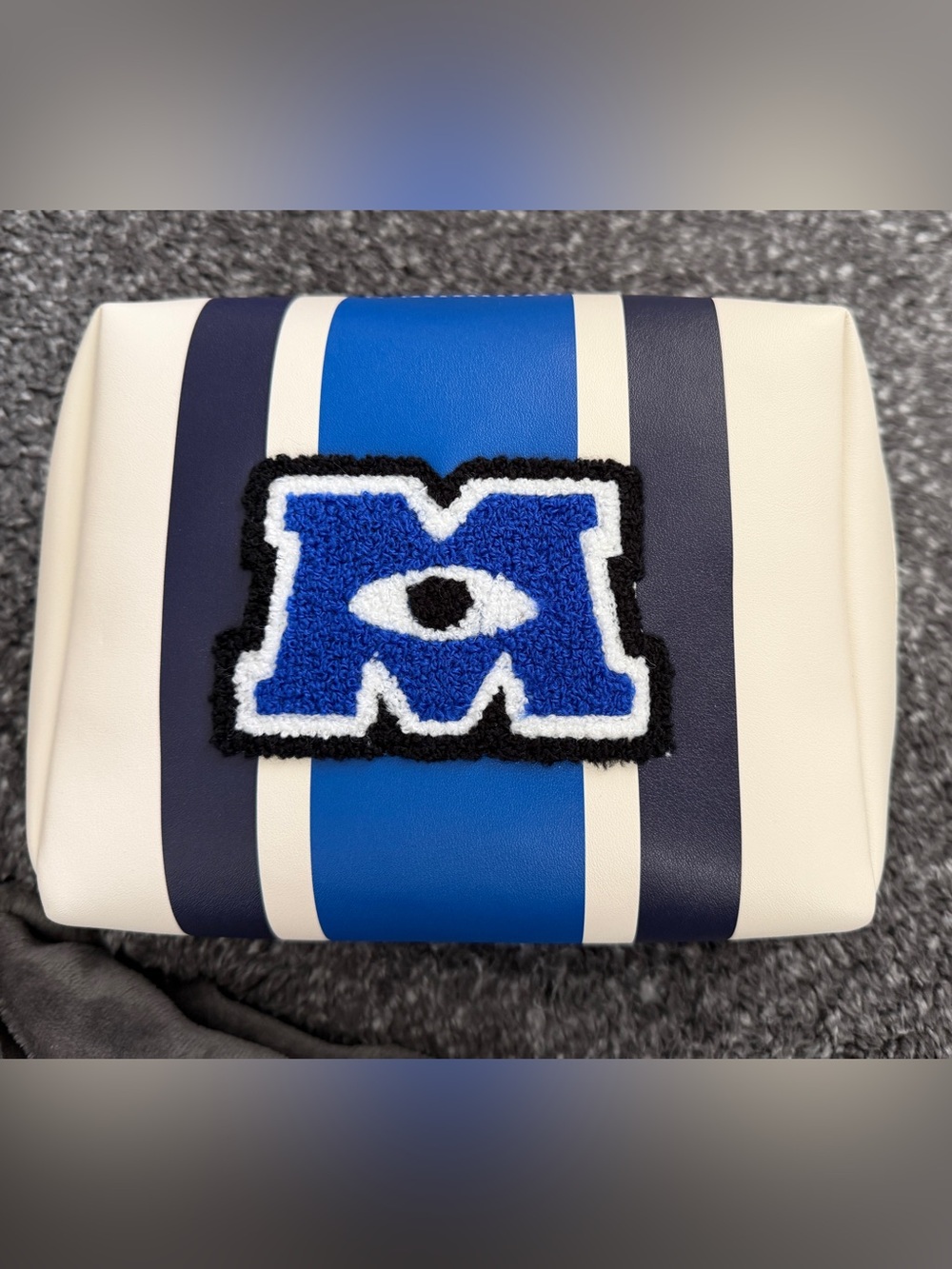 Blue 'M' Patch Stripe Clutch